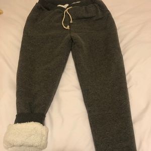 Faux fur fuzzy sherpa lined sweatpants